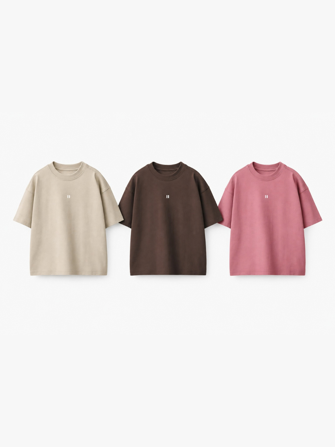 Everyday Solids  Pack of 3 Tees (Cream + Coffee + Dusty Pink)
