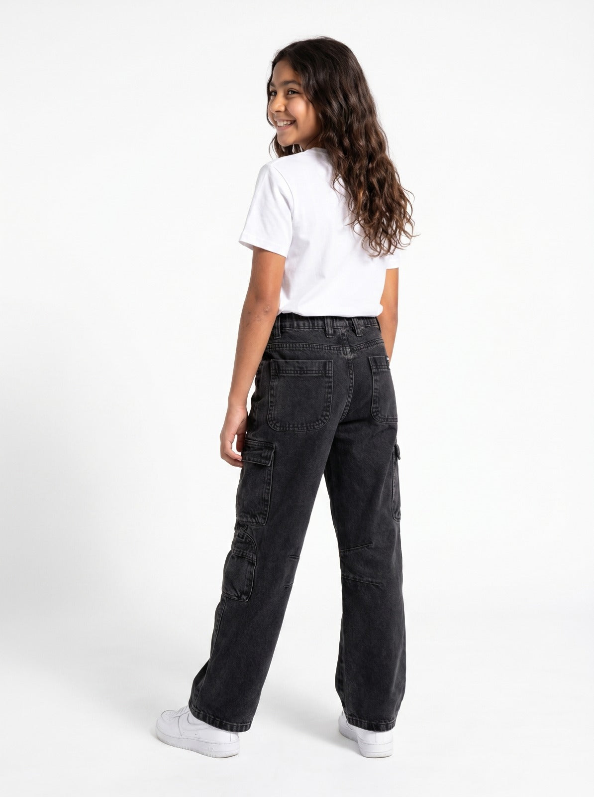 Black Washed Cargo Jr - Girls