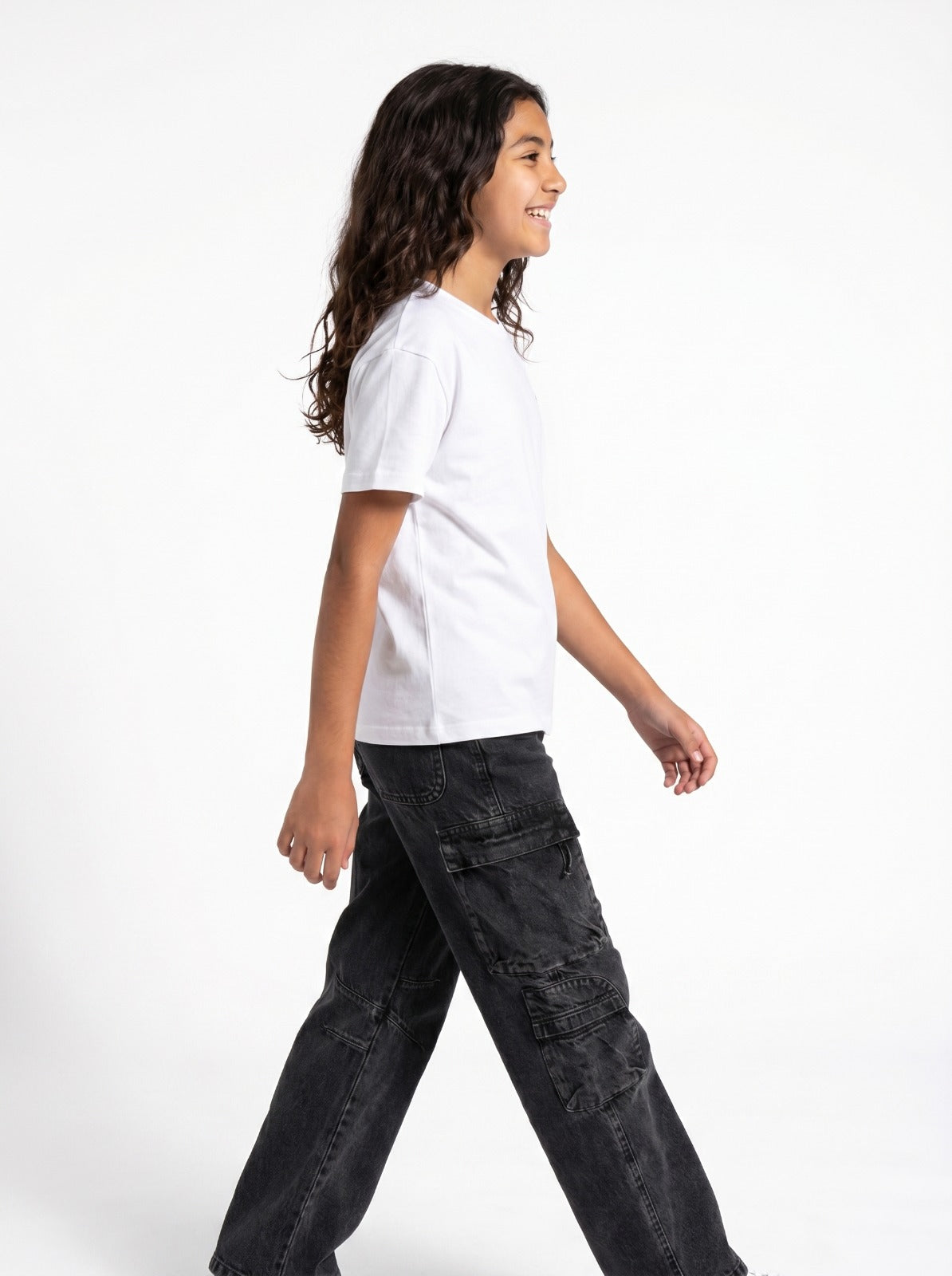 Black Washed Cargo Jr - Girls