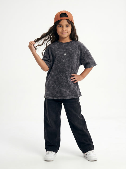 Black Washed T-Shirt Jr - Girls