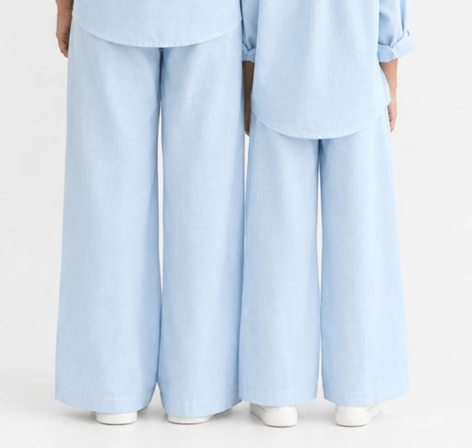 Light Blue Linen Pant Set of 2