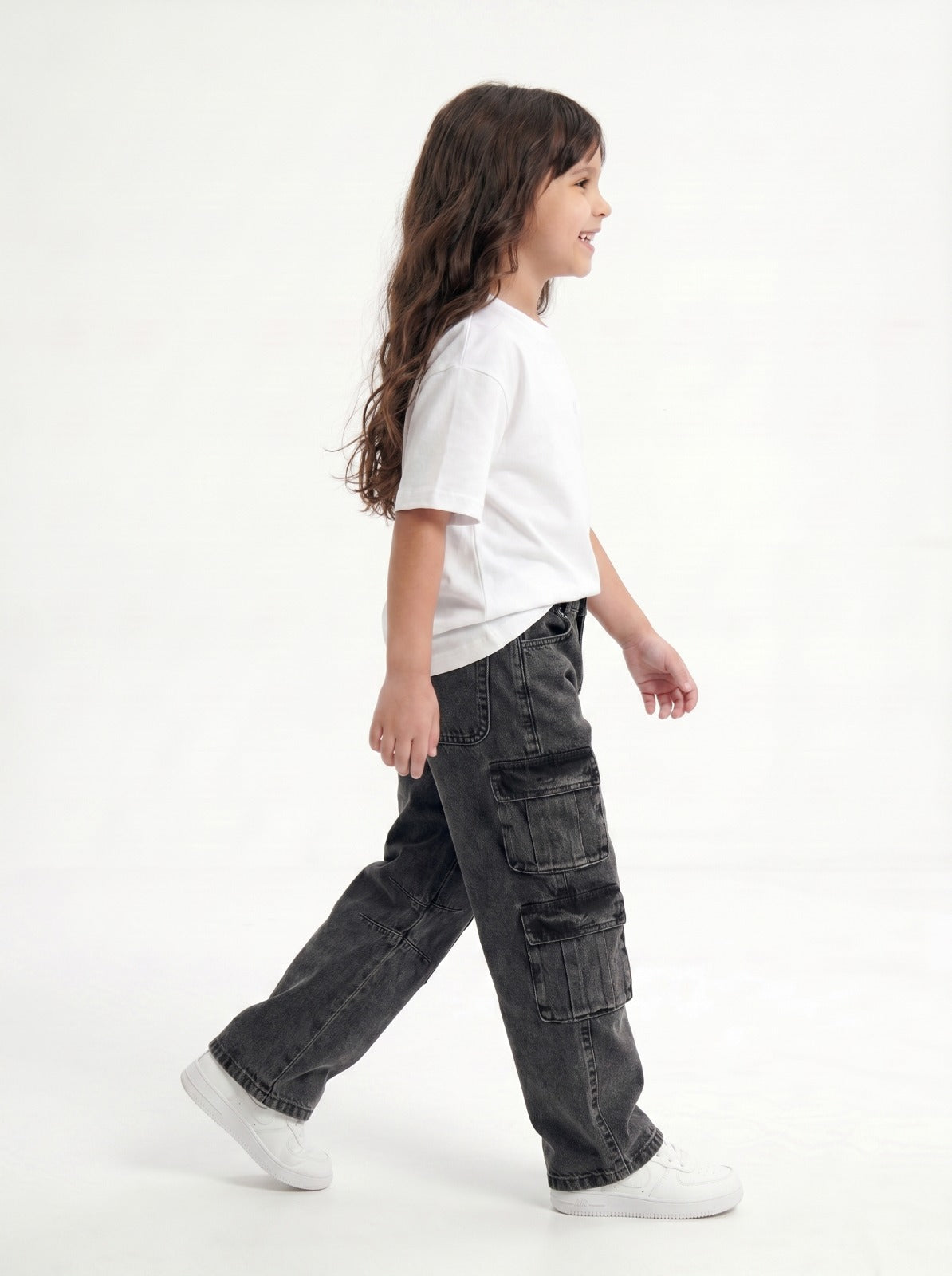 Charcoal Baggy Cargo Jr - Girls