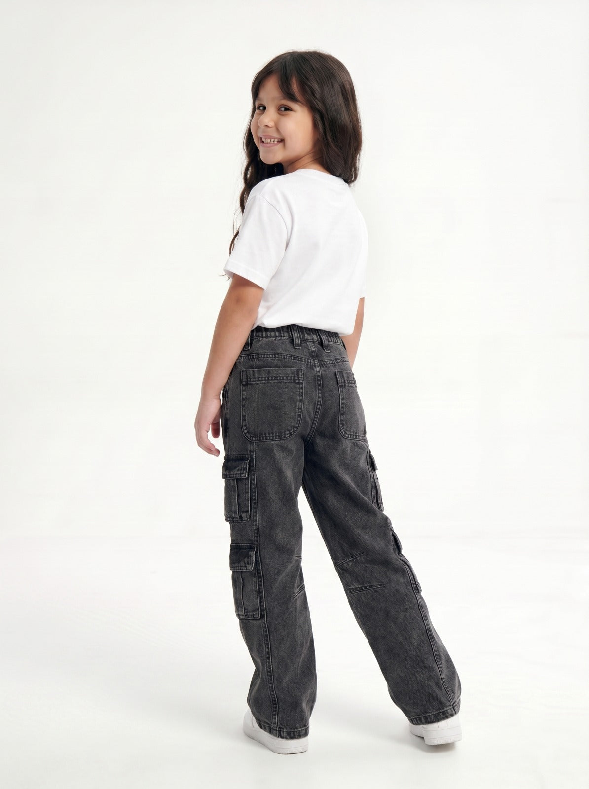 Charcoal Baggy Cargo Jr - Girls