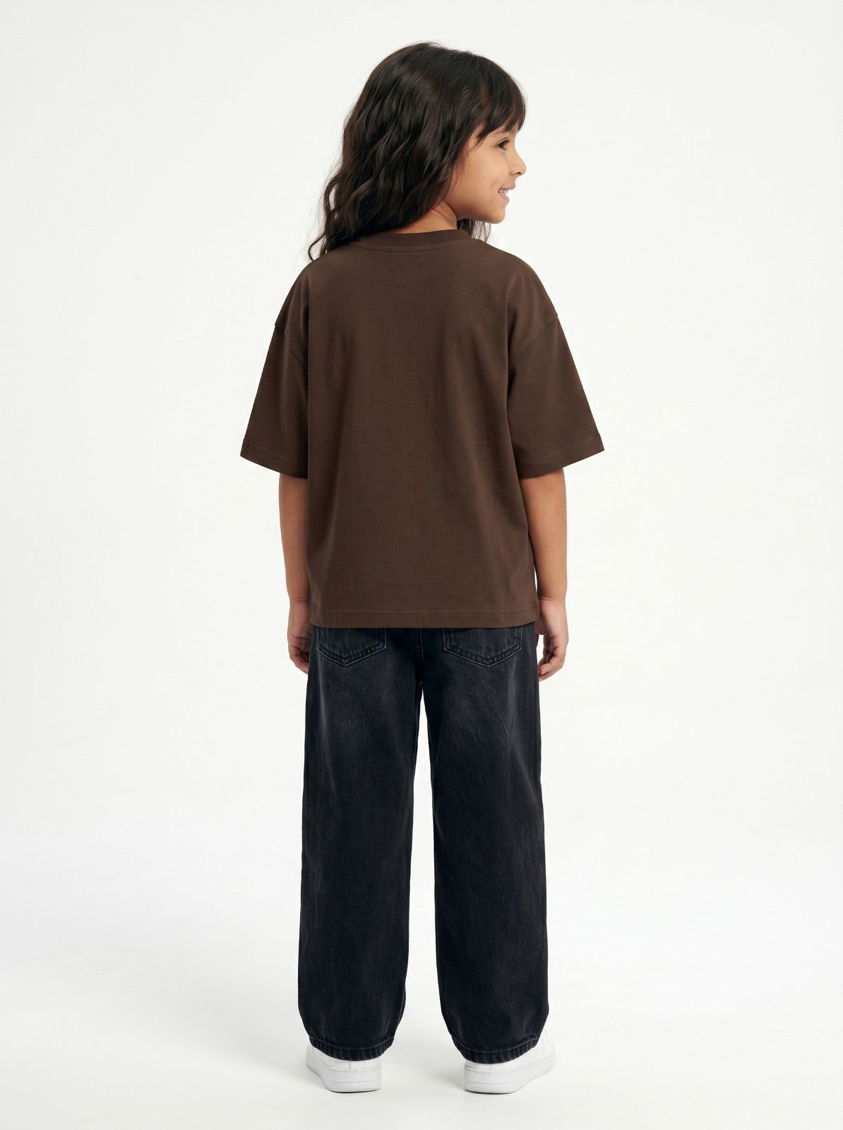 Coffee Solid T-Shirt Jr - Girls