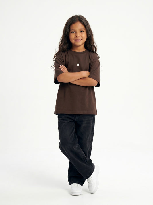 Coffee Solid T-Shirt Jr - Girls