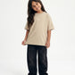 Cream Solid T-Shirt Jr - Girls
