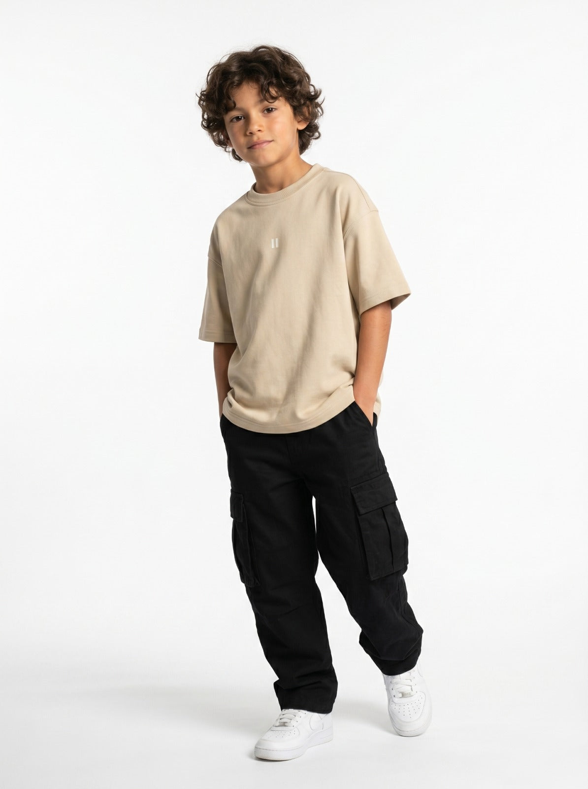 Cream Solid T-Shirt Jr