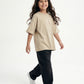 Cream Solid T-Shirt Jr - Girls