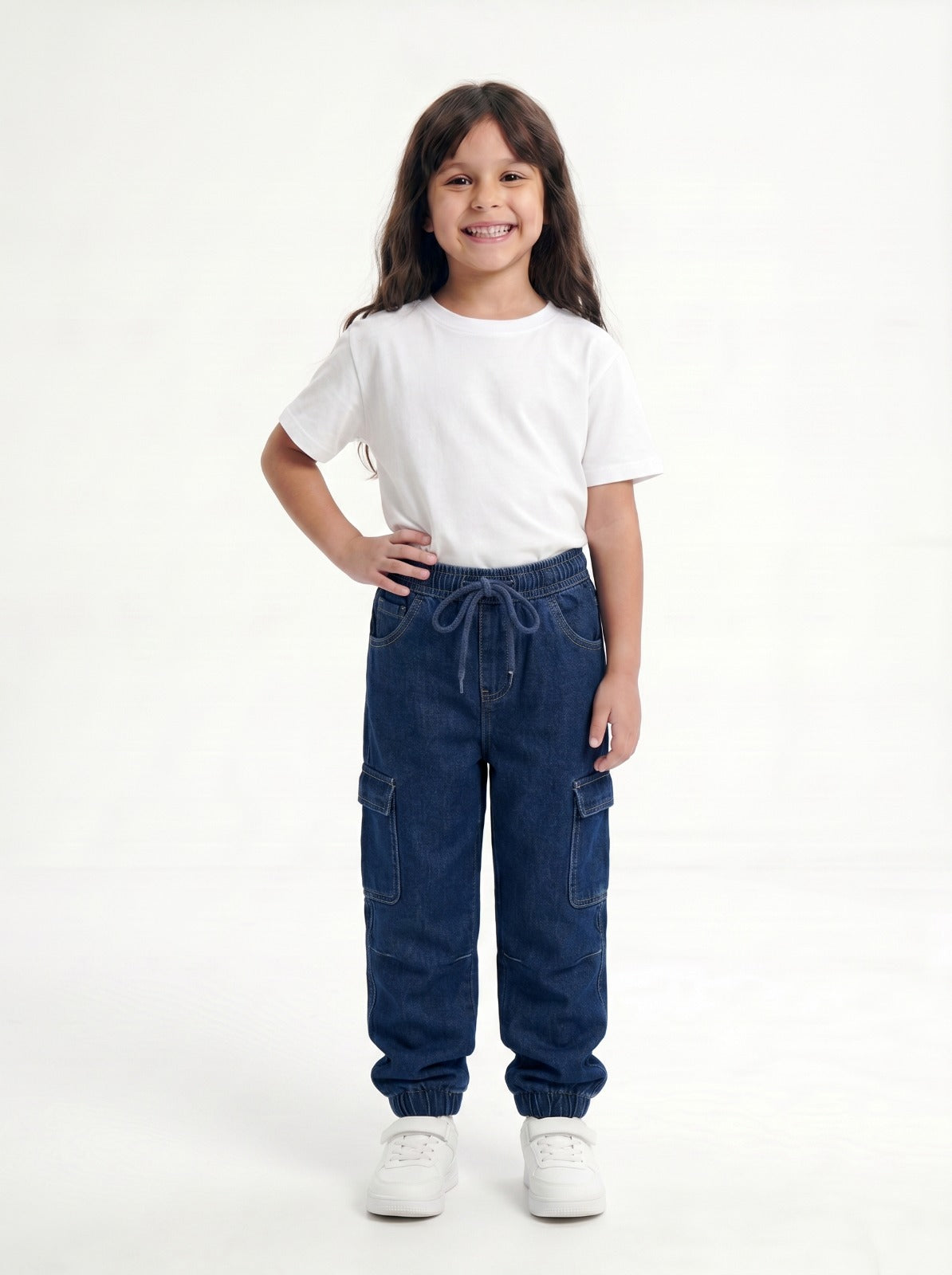 Indigo Denim Joggers Jr - Girls