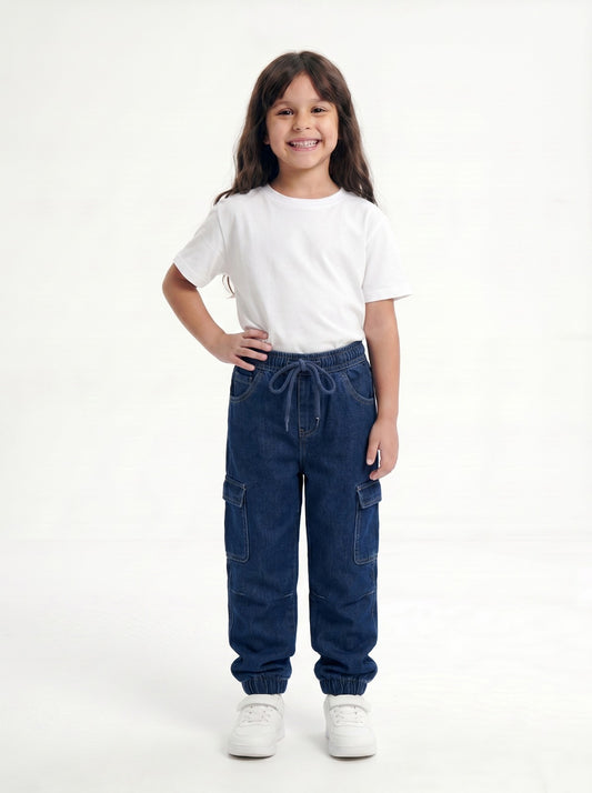 Indigo Denim Joggers Jr - Girls