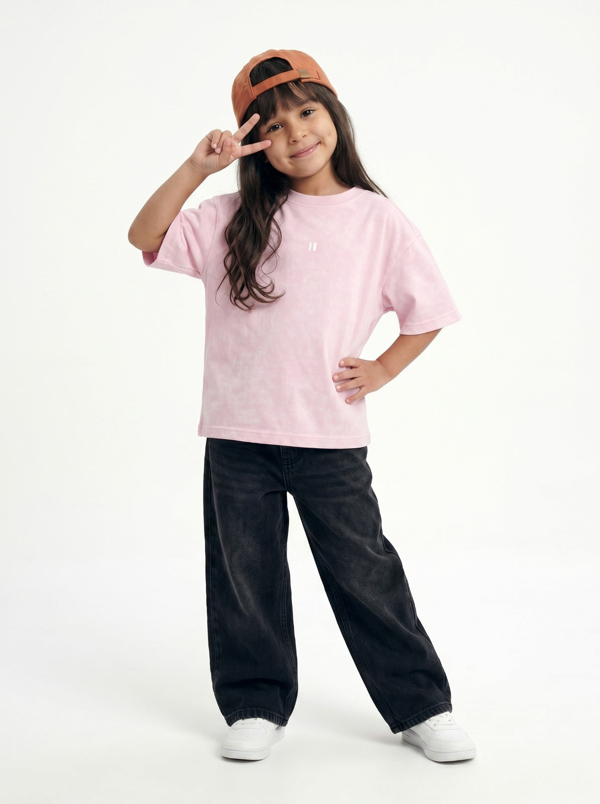 Light Pink Washed Tee (model)