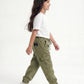 Olive Wash Denim Joggers Jr - Girls