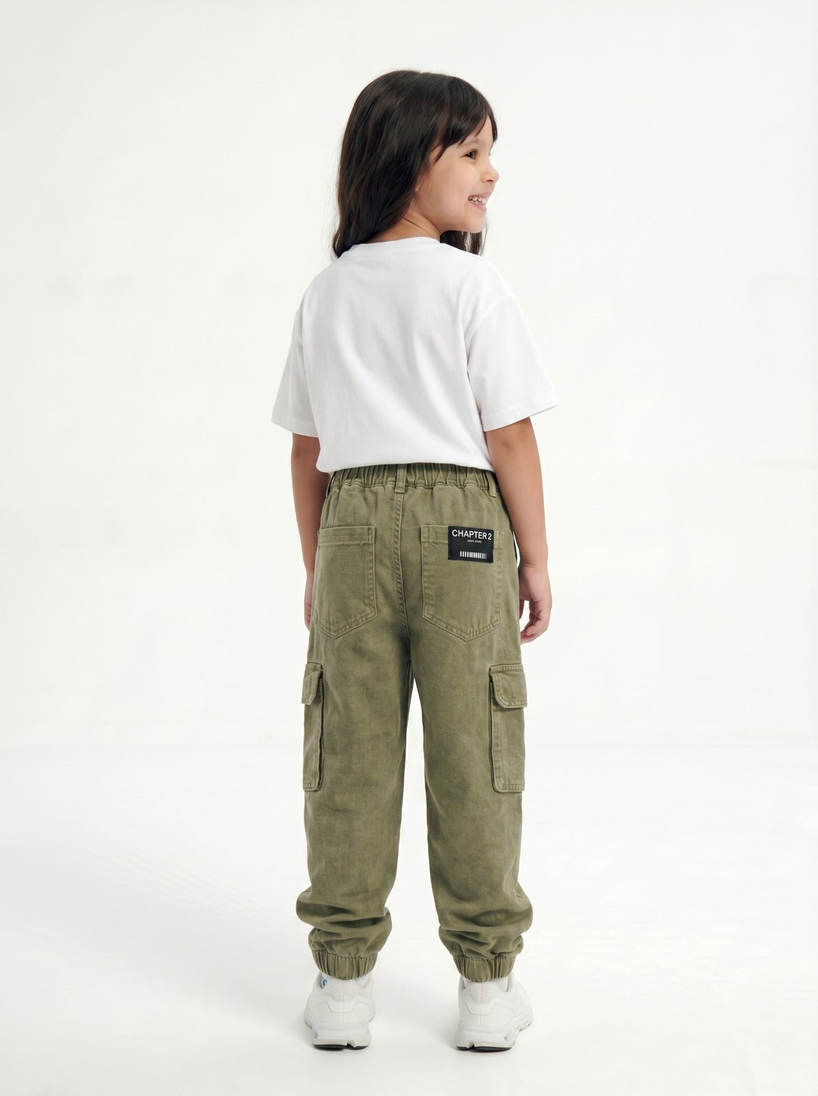Olive Wash Denim Joggers Jr - Girls