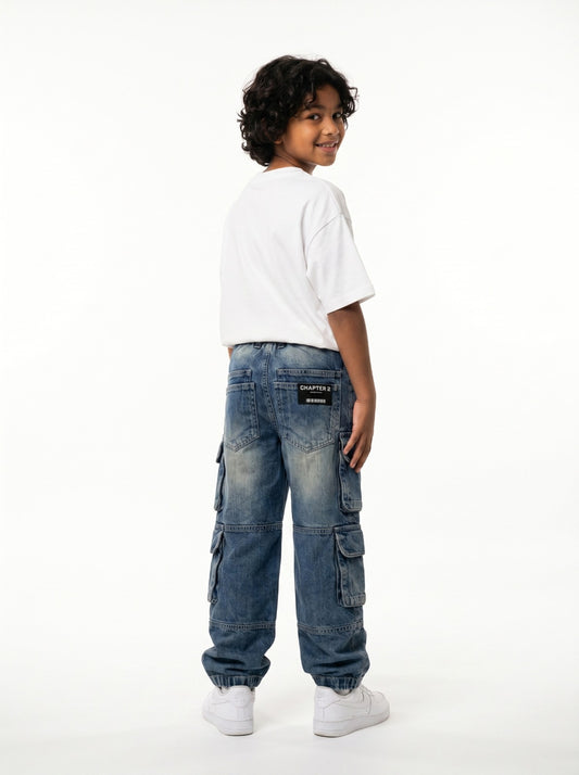 Stone Wash Denim Cargo Jr