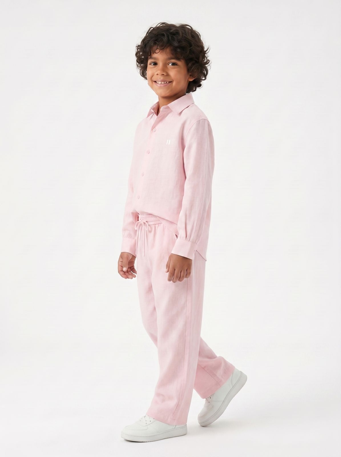 Baby Pink Linen Set Jr