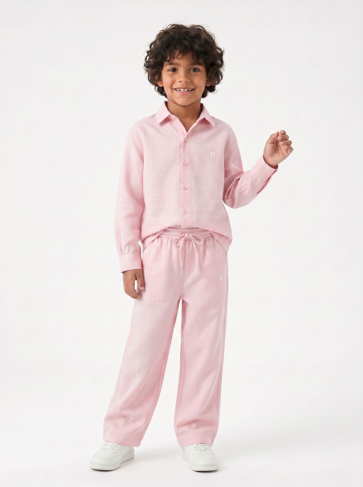 Baby Pink Linen Set Jr