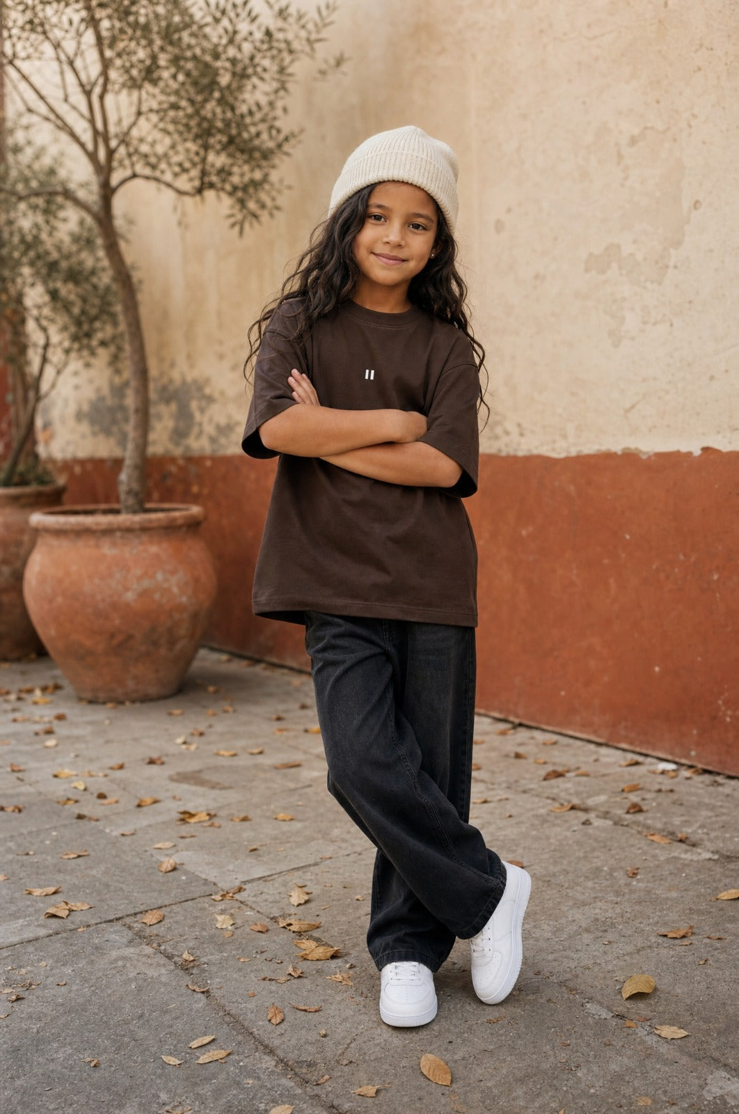 Coffee Solid T-Shirt Jr - Girls