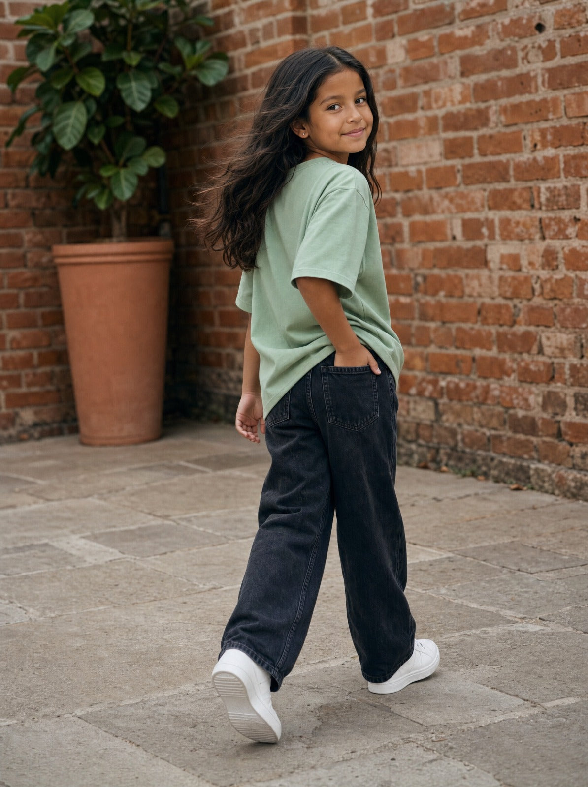 Light Green Solid Tee (model)