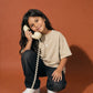 Cream Solid Tee (model)