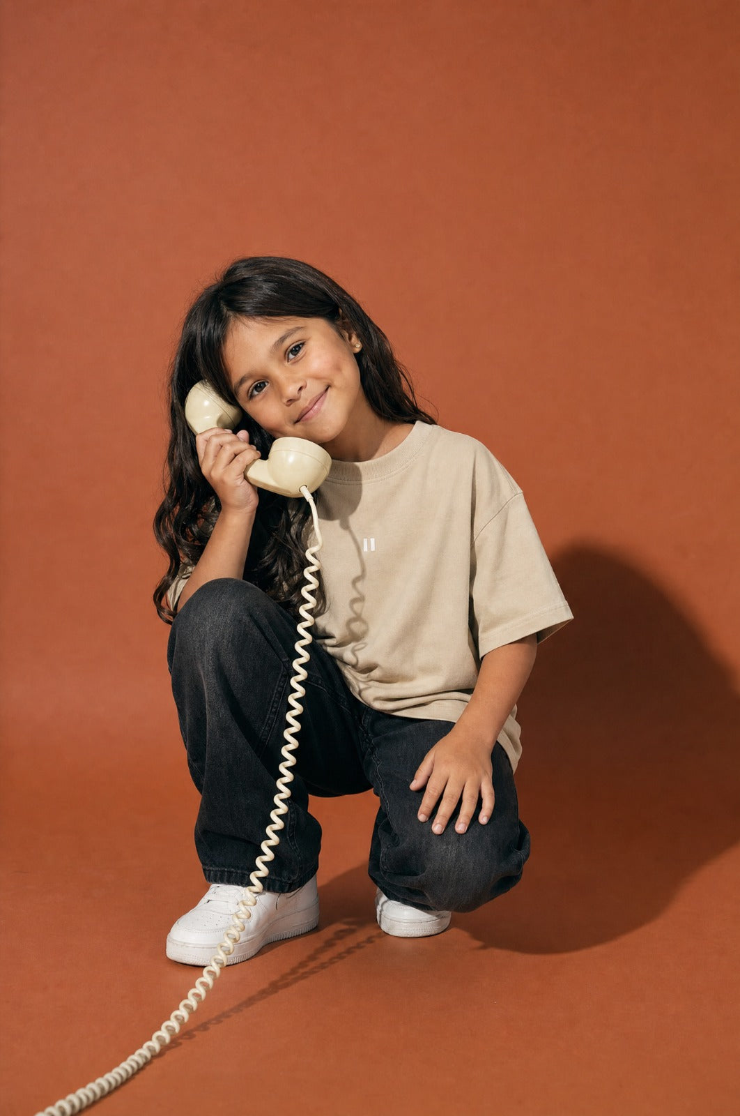 Cream Solid Tee (model)