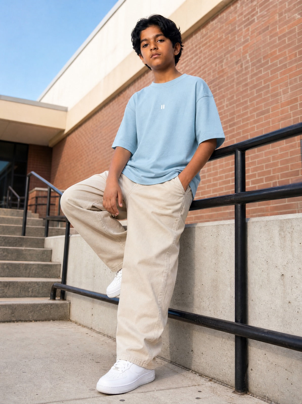 Light Blue Solid T-Shirt Jr