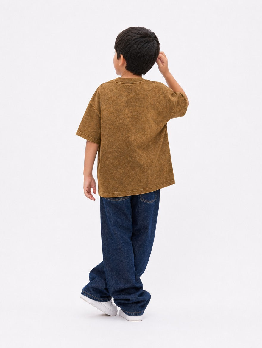 Brown Fade Washed T-Shirt Jr
