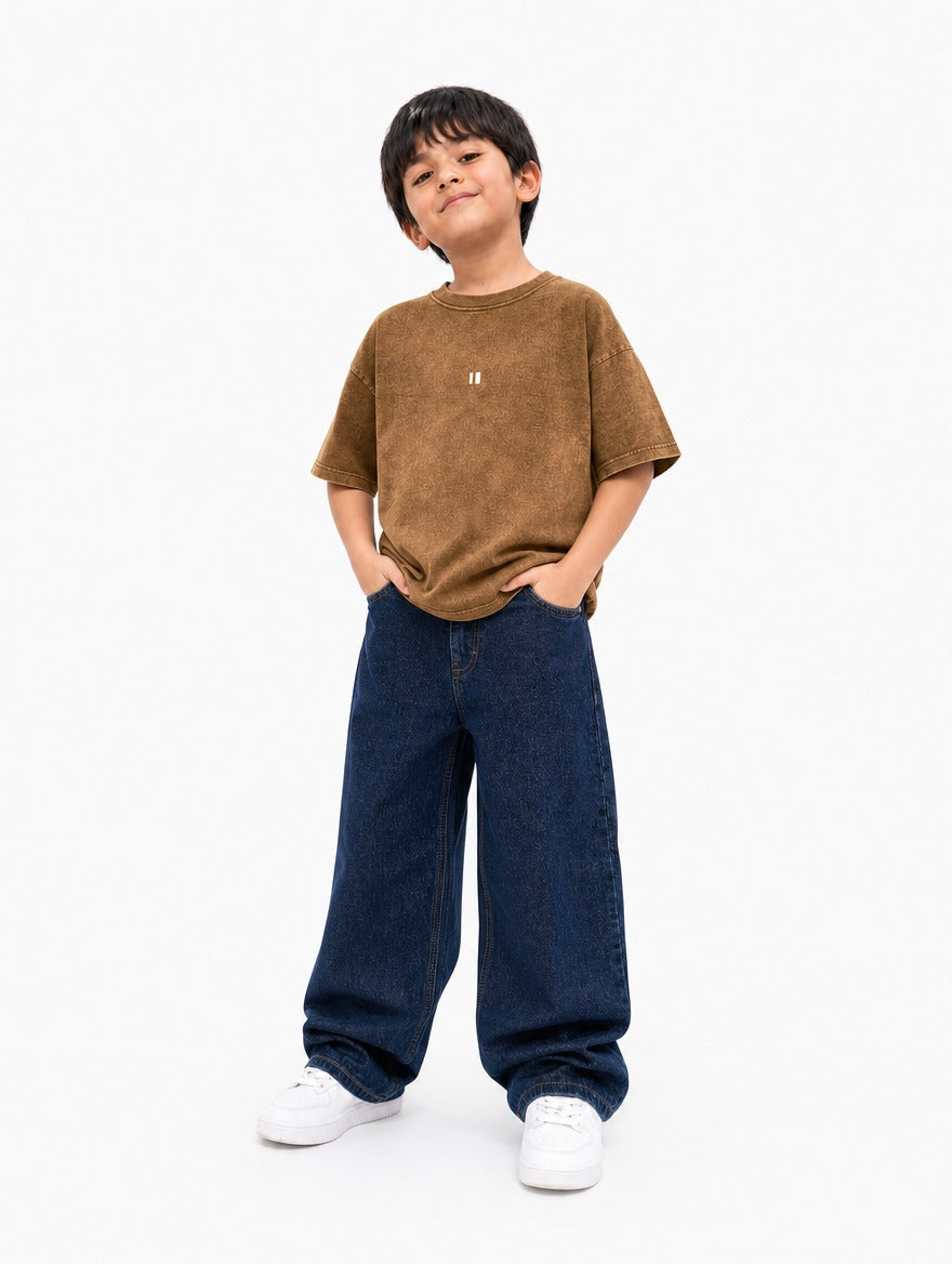 Brown Fade Washed T-Shirt Jr