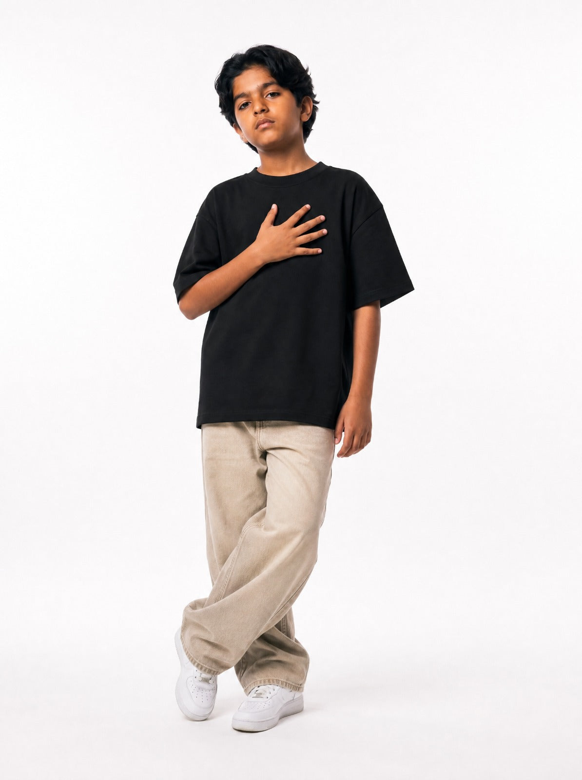 Black Solid T-Shirt Jr