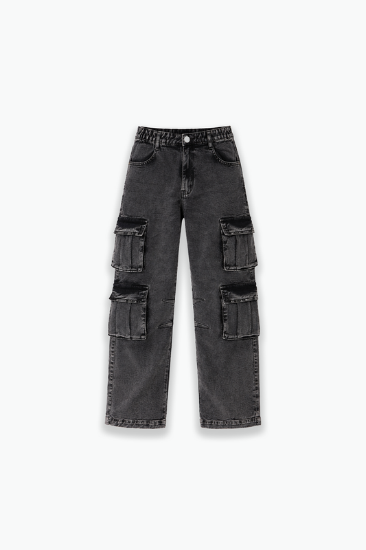 Charcoal Baggy Cargo (front)