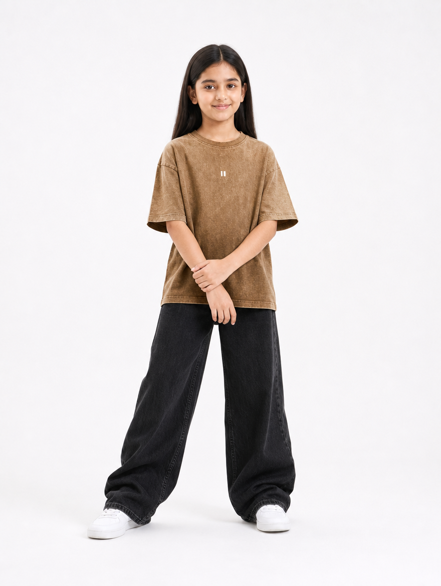Brown Fade Washed T-Shirt Jr