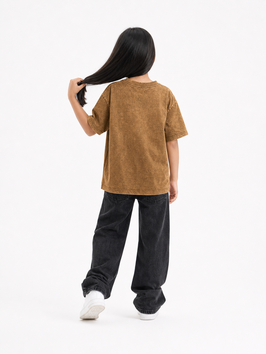 Brown Fade Washed T-Shirt Jr