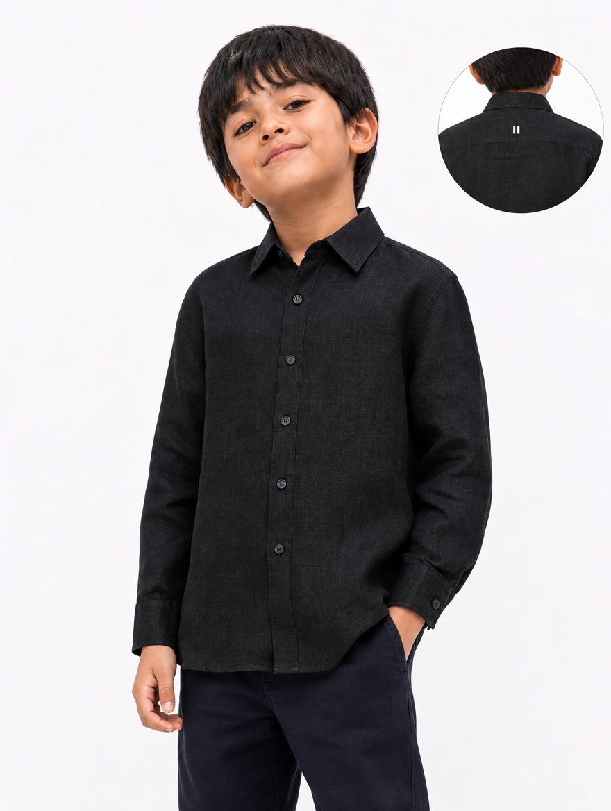 Black Linen Shirt Jr