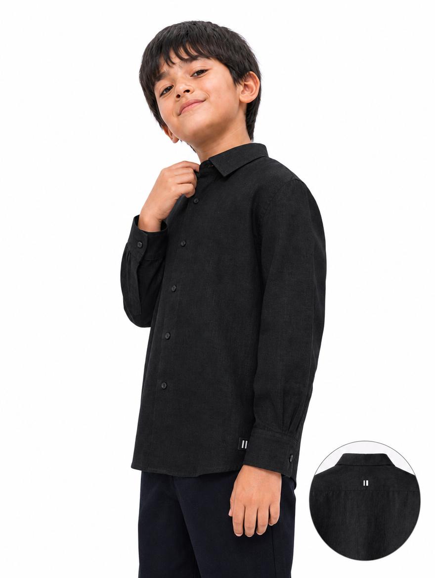 Black Linen Shirt Jr