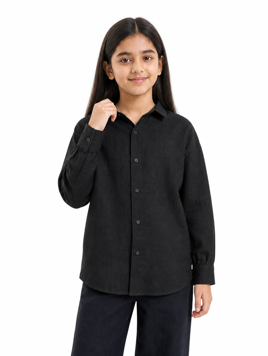 Black Linen Shirt Jr