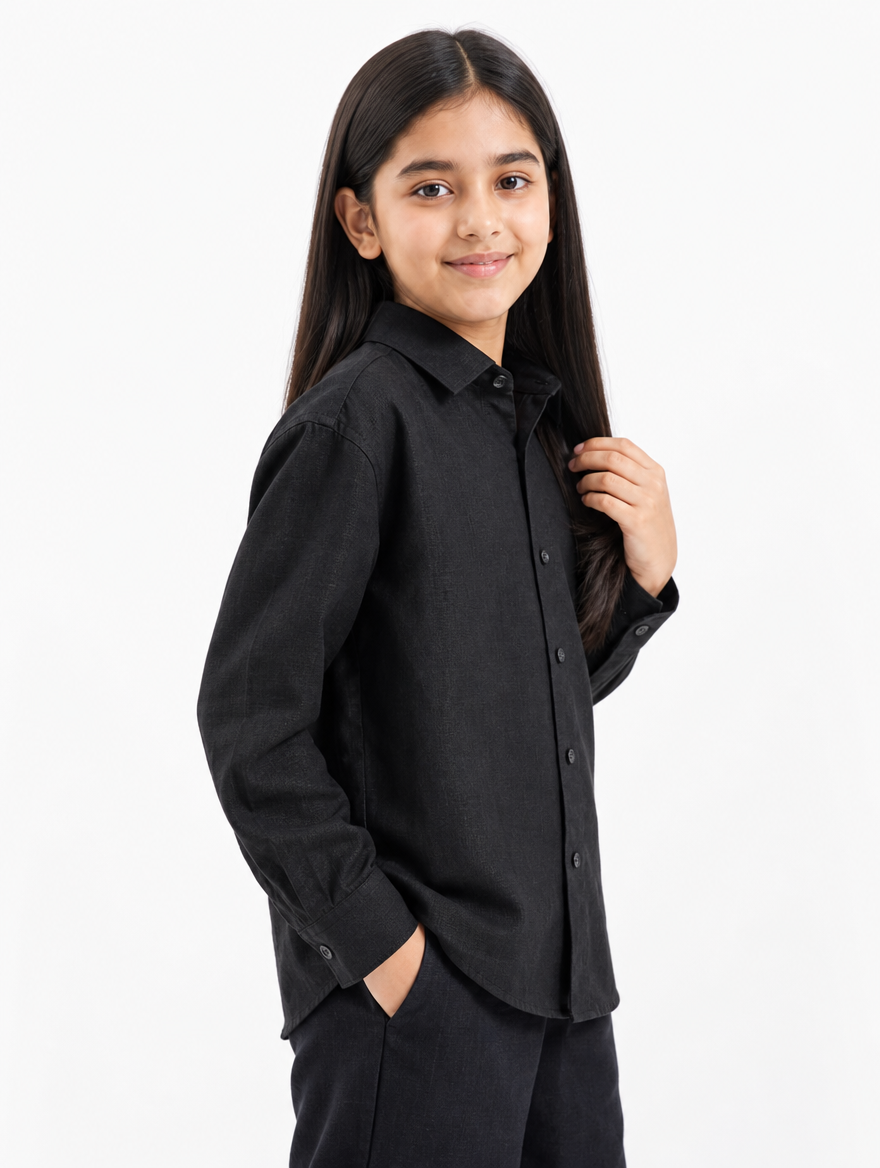 Black Linen Shirt Jr
