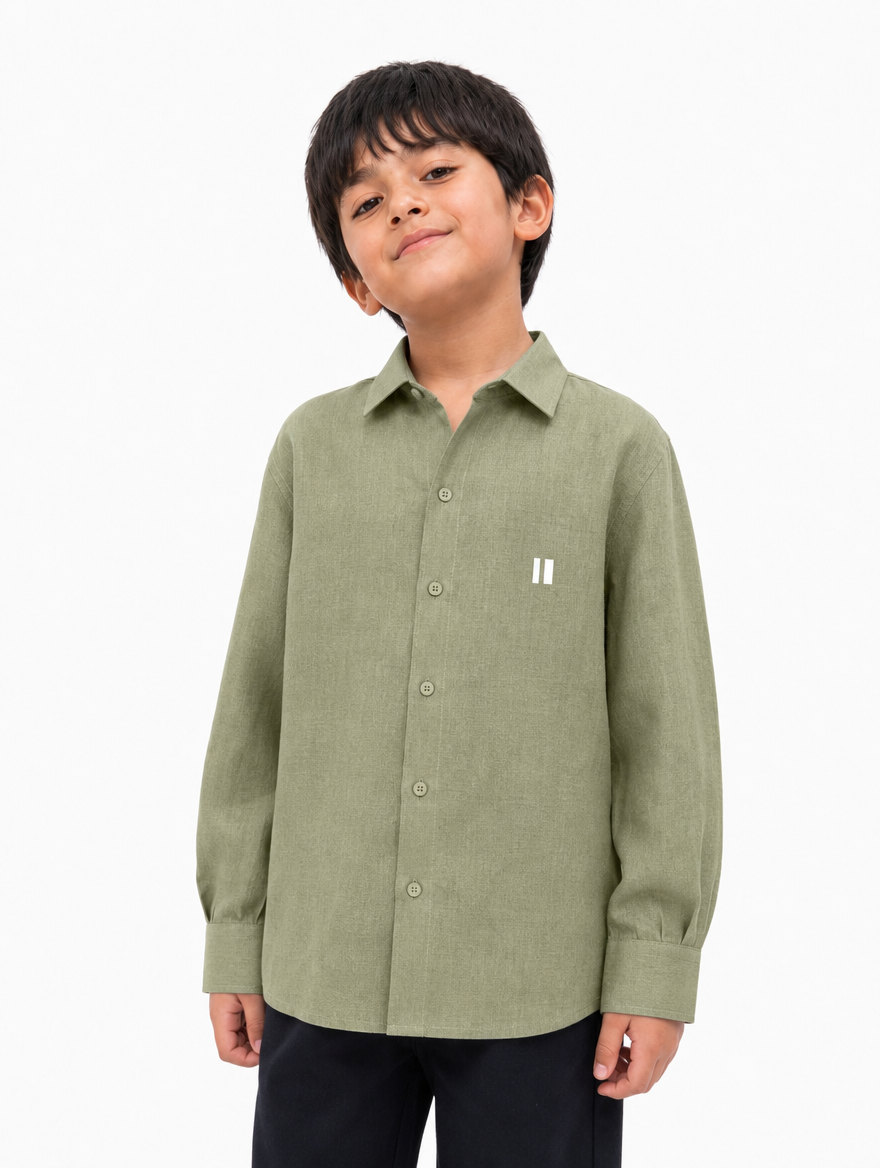 Olive Linen Shirt Jr