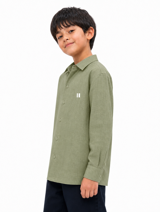 Olive Linen Shirt Jr