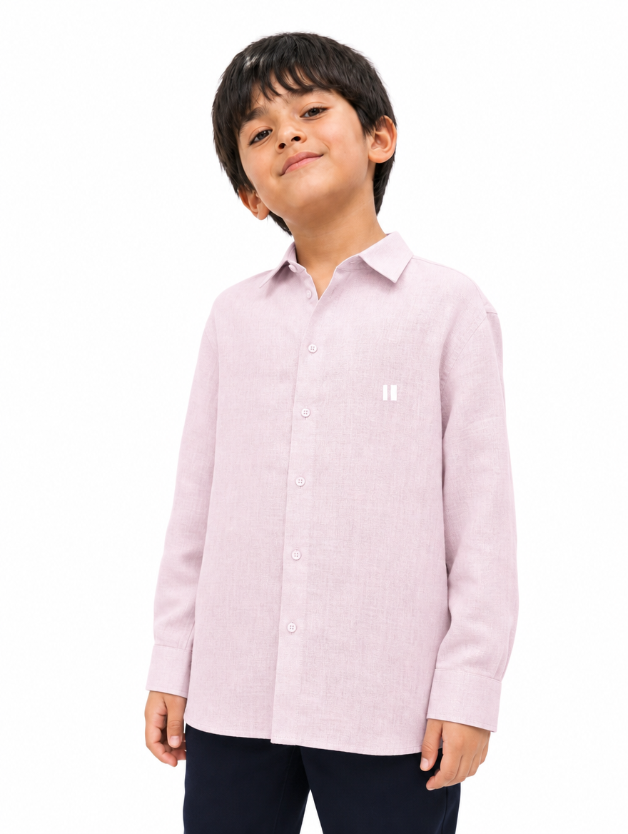 Baby Pink Linen Shirt Jr