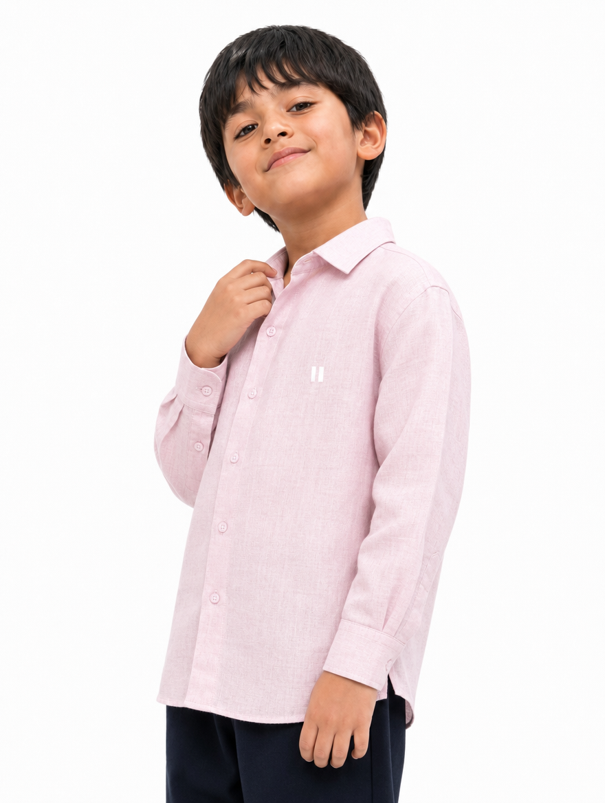 Baby Pink Linen Shirt Jr