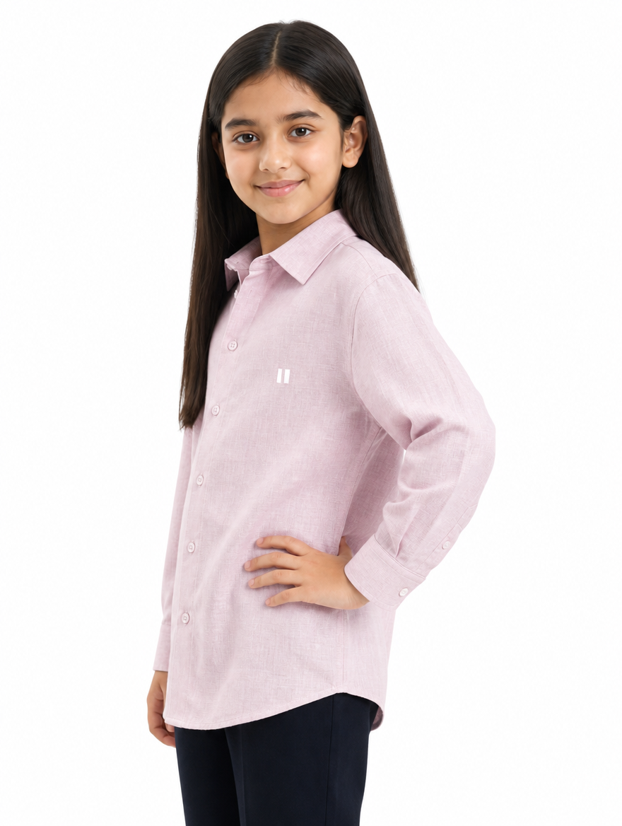 Baby Pink Linen Shirt Jr