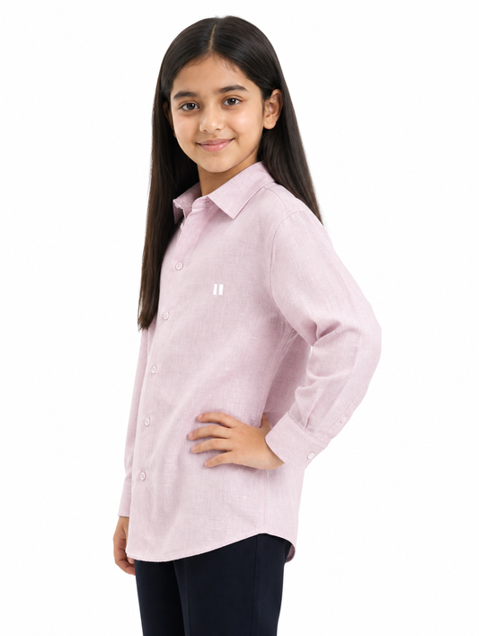 Baby Pink Linen Shirt Jr