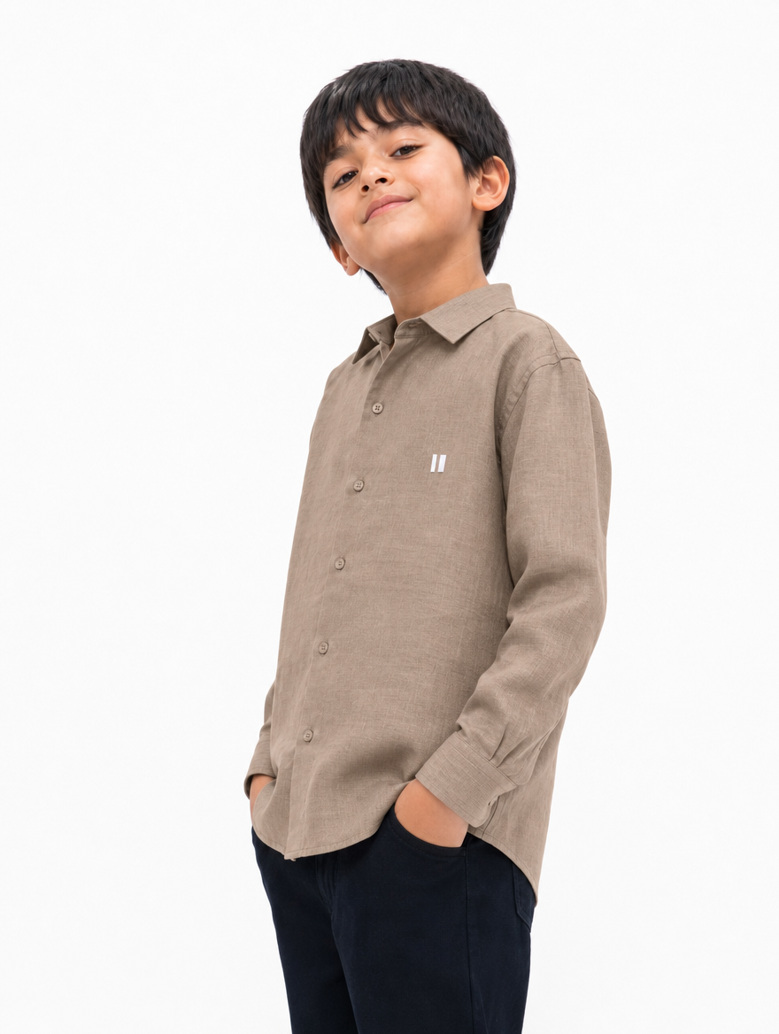Mocha Brown Linen Shirt Jr