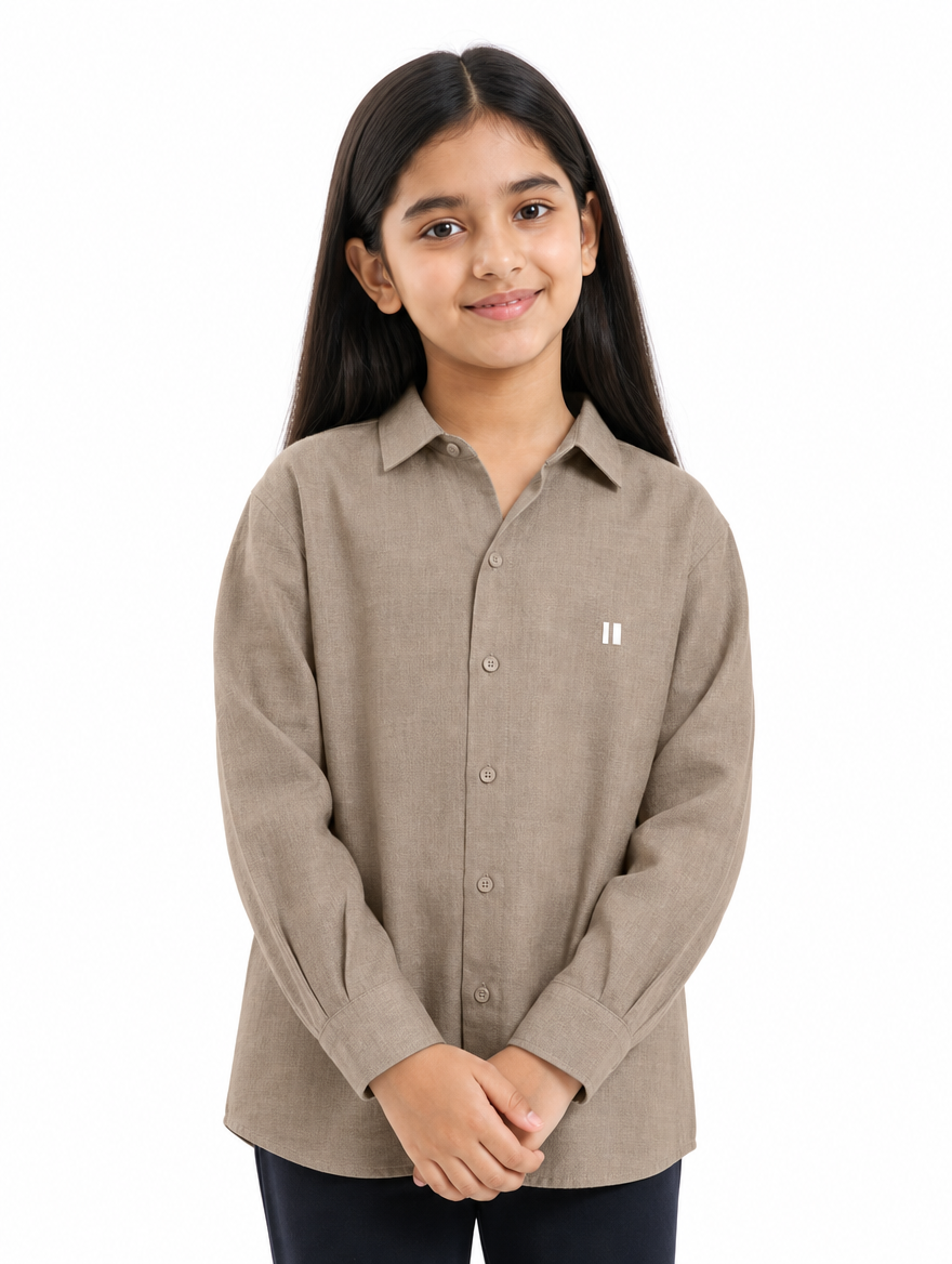 Mocha Brown Linen Shirt Jr