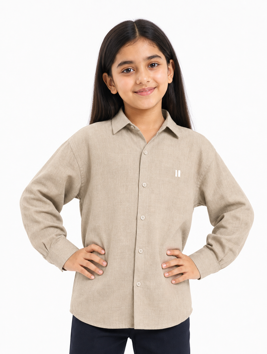 Coffee Linen Shirt Jr
