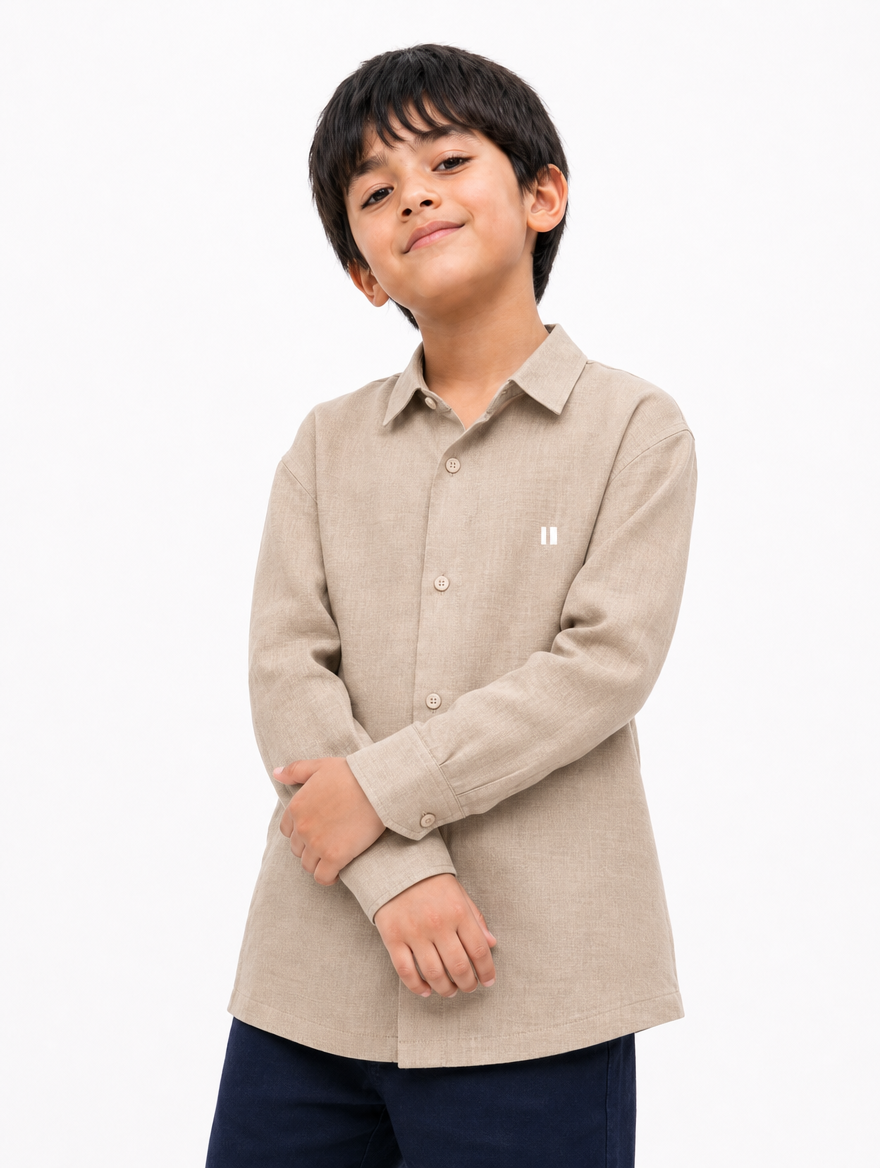Coffee Linen Shirt Jr