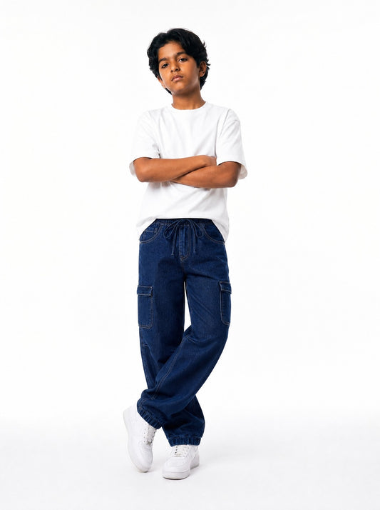 Indigo Denim Joggers Jr