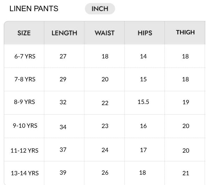 Size chart
