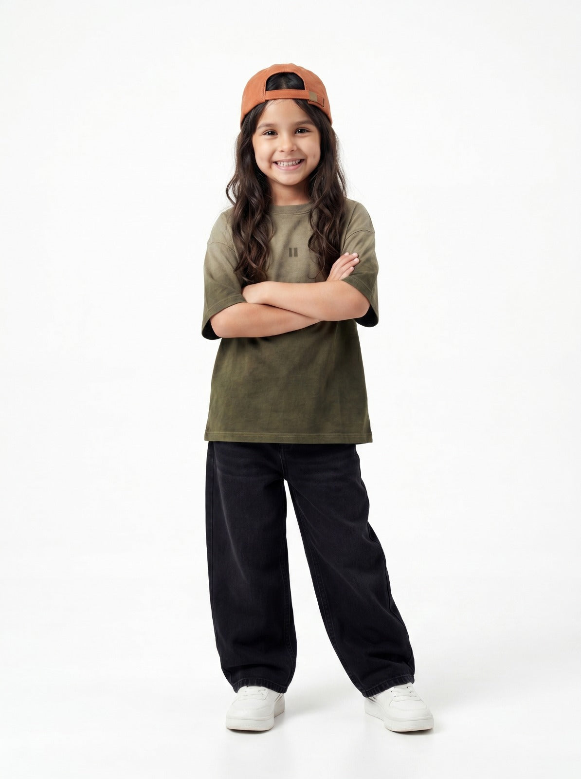 Olive Washed T-Shirt Jr - Girls